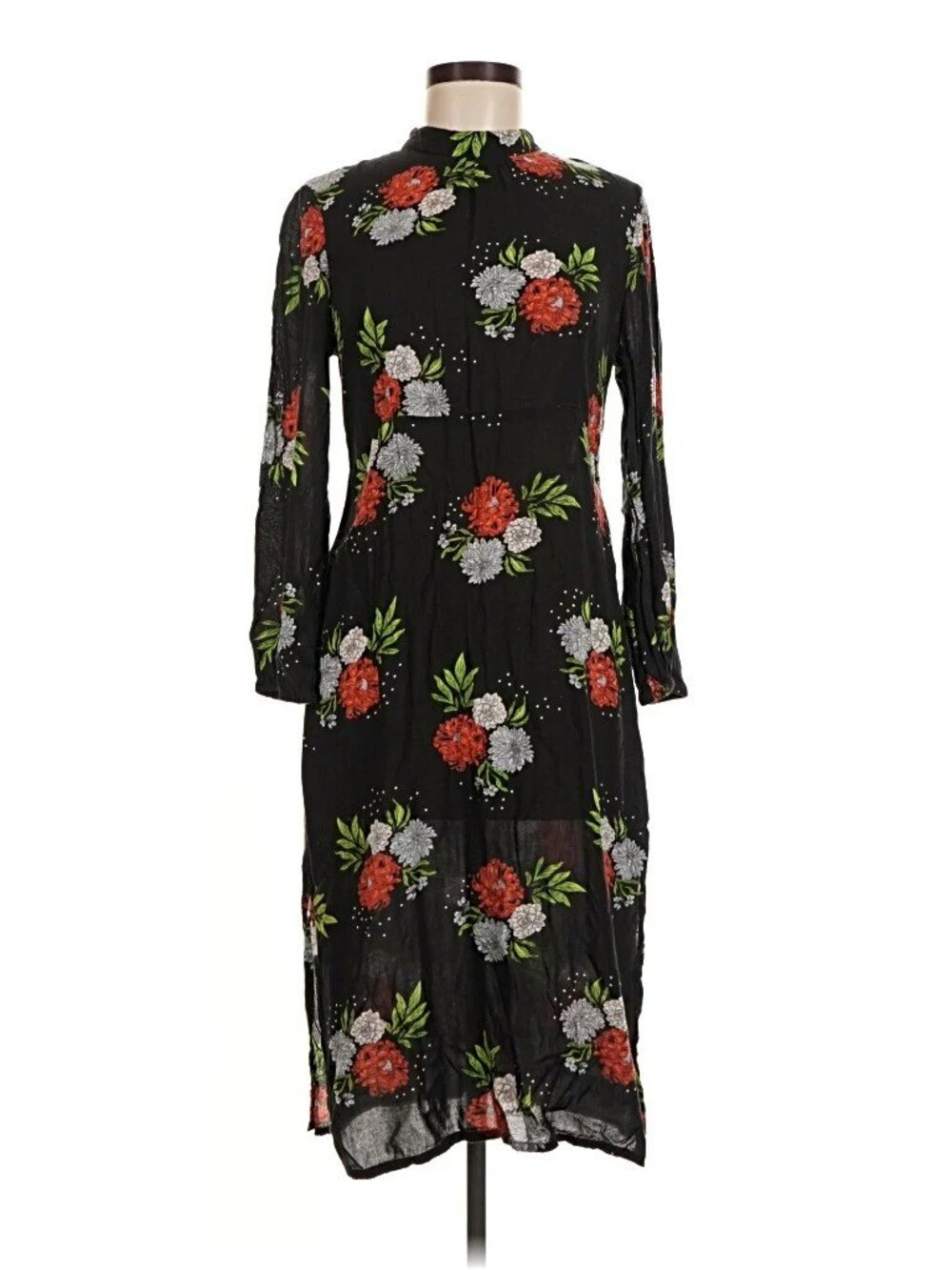 Sfera Black & Red Multicolor Floral Dress - Size M